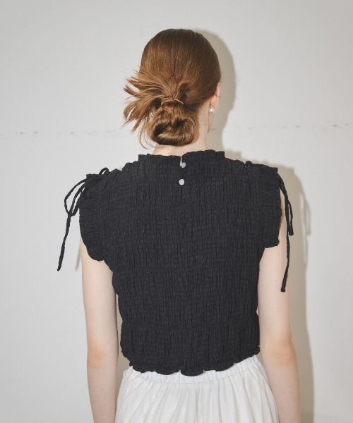 MIRO AMURETTE（ミロアミュレット）の「shirring gather blouse/シャーリングトップス（シャツ/ブラウス・レディース・ホワイト/ブラック・FREE）」の9枚目の写真