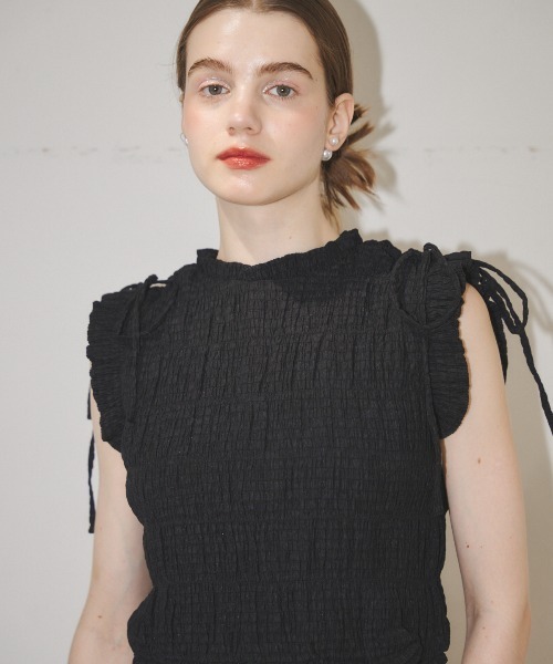 MIRO AMURETTE（ミロアミュレット）の「shirring gather blouse/シャーリングトップス（シャツ/ブラウス・レディース・ホワイト/ブラック・FREE）」の10枚目の写真