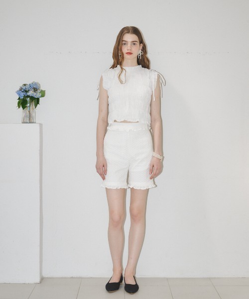 MIRO AMURETTE（ミロアミュレット）の「shirring gather blouse/シャーリングトップス（シャツ/ブラウス・レディース・ホワイト/ブラック・FREE）」の14枚目の写真