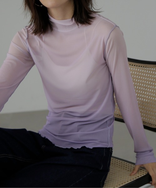 FREE'S MART（フリーズマート）の「◆柄ハイネックシアーカットソー（Tシャツ/カットソー・レディース・ブルー系その他/ピンク/ブルー・FREE）」の10枚目の写真