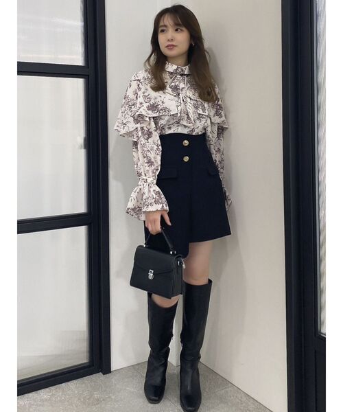 dazzlin（ダズリン）の「グロッシーケープフリルタイブラウス（シャツ/ブラウス・レディース・イエロー/ピンク/アイボリー/グレー・FREE）」の21枚目の写真