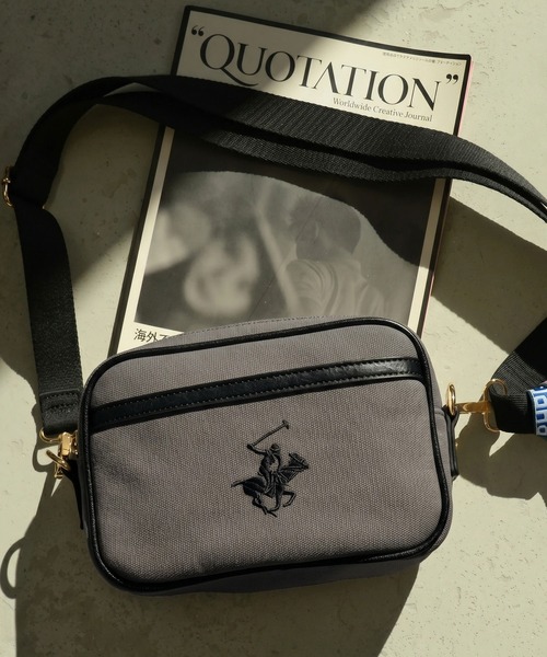BEVERLY HILLS POLO CLUB（ビバリーヒルズポロクラブ）の「『BEVERLY HILLS POLO CLUB/ビバリーヒルズポロクラブ』キャンバスショルダーバッグ（ショルダーバッグ・メンズ・ベージュ系1/ブラック系1/ホワイト系1/ネイビー系1/グレー系・FREE）」の3枚目の写真