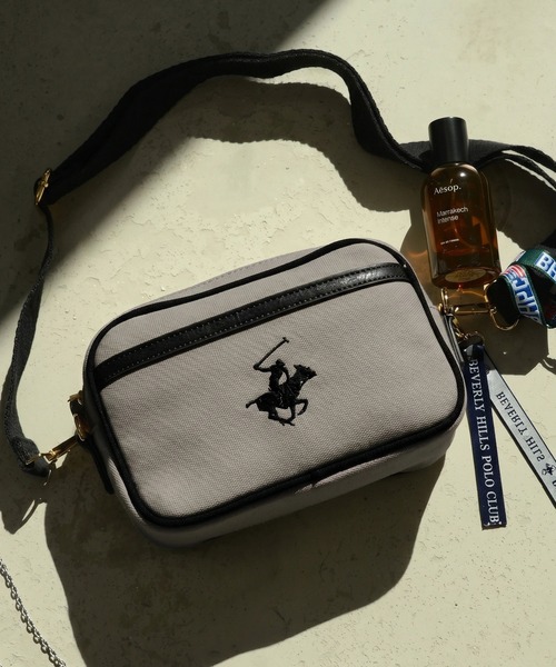 BEVERLY HILLS POLO CLUB（ビバリーヒルズポロクラブ）の「『BEVERLY HILLS POLO CLUB/ビバリーヒルズポロクラブ』キャンバスショルダーバッグ（ショルダーバッグ・メンズ・ベージュ系1/ブラック系1/ホワイト系1/ネイビー系1/グレー系・FREE）」の6枚目の写真