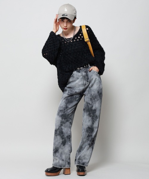 PAGEBOY（ページボーイ）の「BIGメッシュプルオーバー（ニット/セーター・レディース・グリーン/ブラック/オフホワイト・FREE）」の7枚目の写真