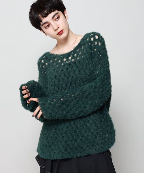 PAGEBOY（ページボーイ）の「BIGメッシュプルオーバー（ニット/セーター・レディース・グリーン/ブラック/オフホワイト・FREE）」の10枚目の写真