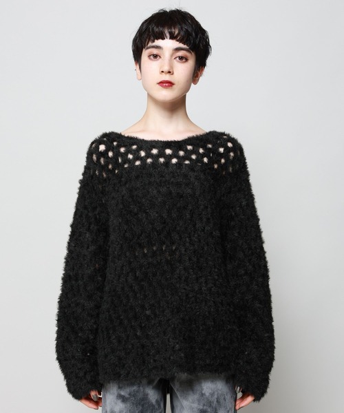 PAGEBOY（ページボーイ）の「BIGメッシュプルオーバー（ニット/セーター・レディース・グリーン/ブラック/オフホワイト・FREE）」の13枚目の写真