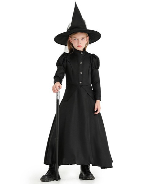 【OKUOKU　0909】キッズ魔女　ロングドレス　３点セット　oku-cos-718184742258-65 U