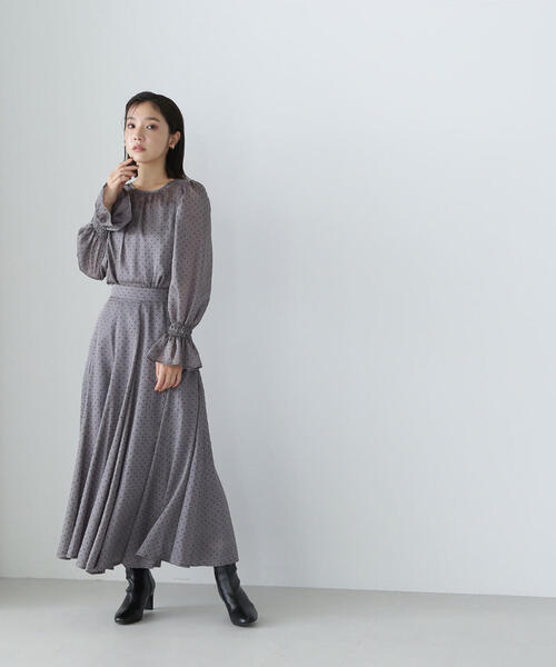 NATURAL BEAUTY BASIC（ナチュラルビューティーベーシック）の「◇フロッキードットブラウス＆スカート（シャツ/ブラウス・レディース・ブラウン系その他/ピンク系その他/グレー系その他・SMALL/MEDIUM）」の6枚目の写真