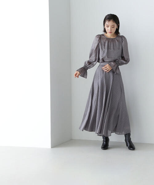 NATURAL BEAUTY BASIC（ナチュラルビューティーベーシック）の「◇フロッキードットブラウス＆スカート（シャツ/ブラウス・レディース・ブラウン系その他/ピンク系その他/グレー系その他・SMALL/MEDIUM）」の8枚目の写真