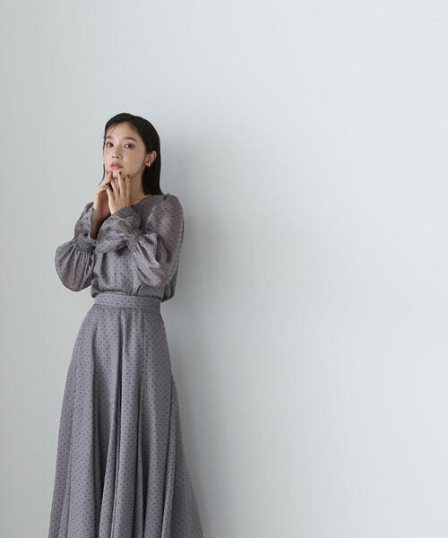 NATURAL BEAUTY BASIC（ナチュラルビューティーベーシック）の「◇フロッキードットブラウス＆スカート（シャツ/ブラウス・レディース・ブラウン系その他/ピンク系その他/グレー系その他・SMALL/MEDIUM）」の7枚目の写真