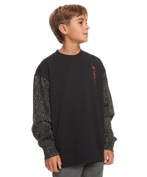 Quiksilver(クイックシルバー)の「RADICAL TIMES CREW Y/クイックシルバーキッズ袖切り替えバックプリントプルオーバースウェット(スウェット・キッズ・ブラック/バーガンディー・150/130/160/140)」の7枚目の写真