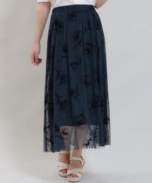 花柄フロッキーチュールスカート