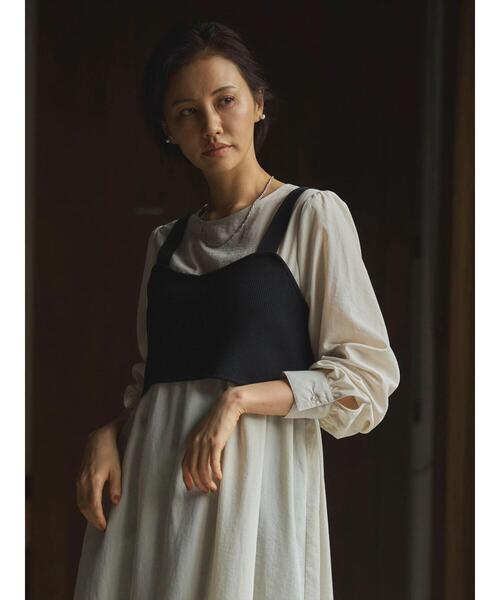 Green　Parks（グリーンパークス）の「B.SET2点ニットジレ+ワンピース（ワンピース・レディース・オフホワイト/ブラック・FREE）」の6枚目の写真