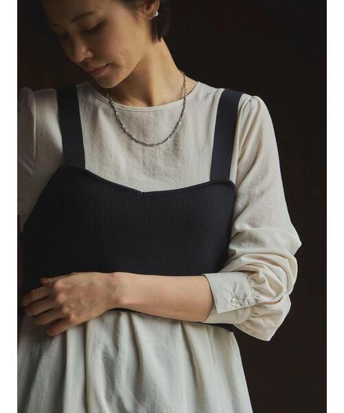 Green　Parks（グリーンパークス）の「B.SET2点ニットジレ+ワンピース（ワンピース・レディース・オフホワイト/ブラック・FREE）」の8枚目の写真