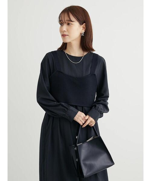 Green　Parks（グリーンパークス）の「B.SET2点ニットジレ+ワンピース（ワンピース・レディース・オフホワイト/ブラック・FREE）」の12枚目の写真