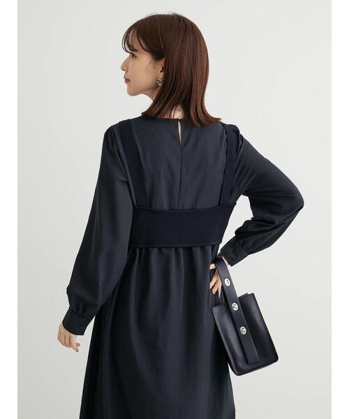 Green　Parks（グリーンパークス）の「B.SET2点ニットジレ+ワンピース（ワンピース・レディース・オフホワイト/ブラック・FREE）」の14枚目の写真