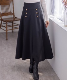 【ZOZO限定】ゴールドボタンハイウエストタックスカート[低身長用サイズ有 着回し万能]