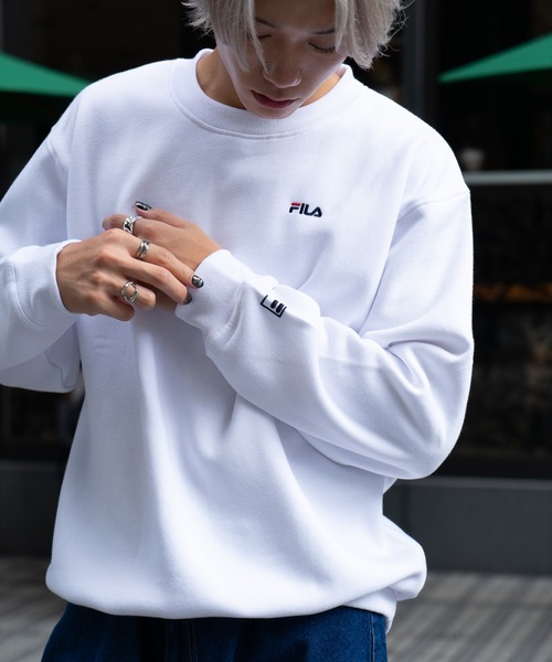 FILA(フィラ)の「【FILA/フィラ】ワンポイントロゴ刺繍 裏起毛クルーネックトレーナー(スウェット・メンズ・ブラック/グリーン/ホワイト/杢グレー・LARGE/MEDIUM/X-LARGE)」の11枚目の写真
