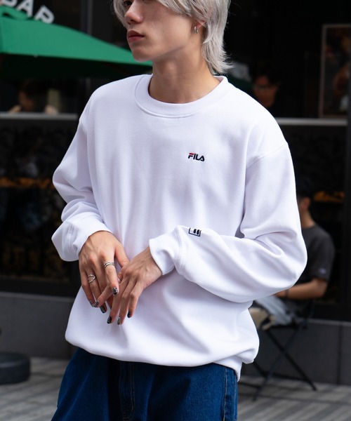 FILA(フィラ)の「【FILA/フィラ】ワンポイントロゴ刺繍 裏起毛クルーネックトレーナー(スウェット・メンズ・ブラック/グリーン/ホワイト/杢グレー・LARGE/MEDIUM/X-LARGE)」の12枚目の写真