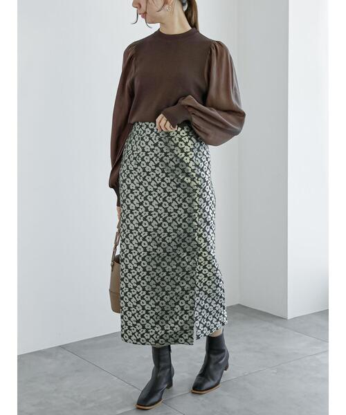 Te chichi(テチチ)の「レオパードジャカードナロースカート(スカート・レディース・ブラック/グレー・F)」の7枚目の写真