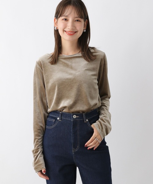 LEPSIM（レプシィム）の「ベロア長袖プルオーバー　964241（Tシャツ/カットソー・レディース・カーキ/ピンク・FREE）」の2枚目の写真