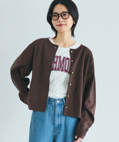 coca（coca）（コカ）の「金ボタンニットカーディガン（カーディガン/ボレロ・レディース・ブラック/ホワイト/ネイビー/グレー/レッド/A/アイボリー/ダークブラウン/ワイン/カーキ/ライトブルー・L/M/S/XL）」の5枚目の写真