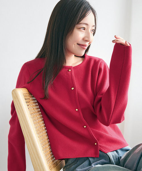 coca（coca）（コカ）の「金ボタンニットカーディガン（カーディガン/ボレロ・レディース・ブラック/ホワイト/ネイビー/グレー/レッド/A/アイボリー/ダークブラウン/ワイン/カーキ/ライトブルー・L/M/S/XL）」の9枚目の写真