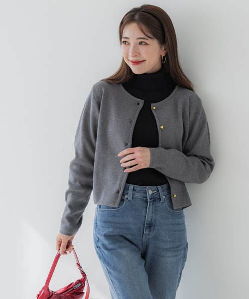 coca（coca）（コカ）の「金ボタンニットカーディガン（カーディガン/ボレロ・レディース・ブラック/ホワイト/ネイビー/グレー/レッド/A/アイボリー/ダークブラウン/ワイン/カーキ/ライトブルー・L/M/S/XL）」の16枚目の写真