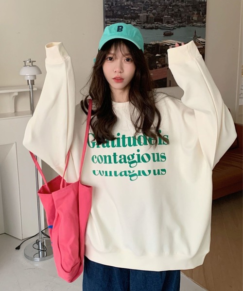 LYEON(リヨン)の「パステルトレーナー(スウェット・レディース・ピンク/ライム/アイボリー/パープル・FREE)」の6枚目の写真