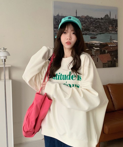 LYEON(リヨン)の「パステルトレーナー(スウェット・レディース・ピンク/ライム/アイボリー/パープル・FREE)」の7枚目の写真
