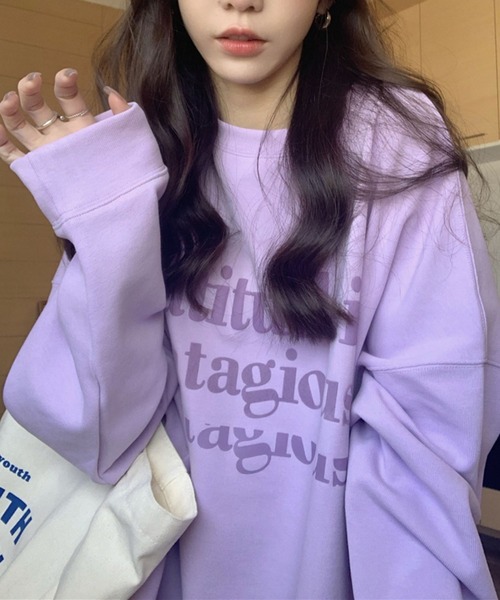 LYEON(リヨン)の「パステルトレーナー(スウェット・レディース・ピンク/ライム/アイボリー/パープル・FREE)」の10枚目の写真