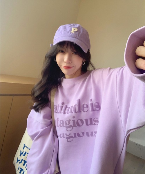 LYEON(リヨン)の「パステルトレーナー(スウェット・レディース・ピンク/ライム/アイボリー/パープル・FREE)」の13枚目の写真