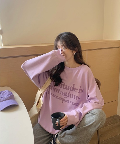 LYEON(リヨン)の「パステルトレーナー(スウェット・レディース・ピンク/ライム/アイボリー/パープル・FREE)」の14枚目の写真
