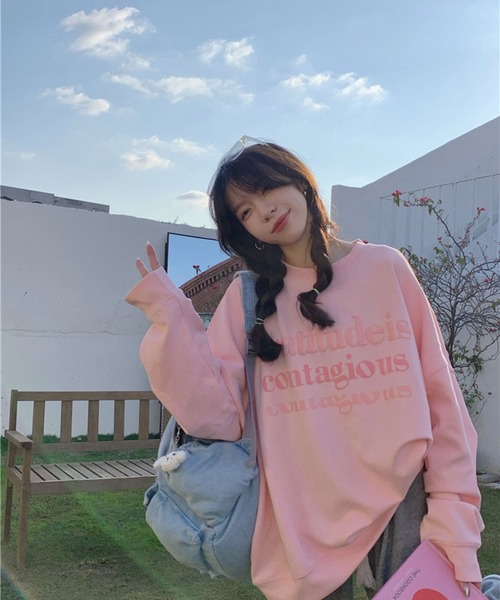 LYEON(リヨン)の「パステルトレーナー(スウェット・レディース・ピンク/ライム/アイボリー/パープル・FREE)」の19枚目の写真