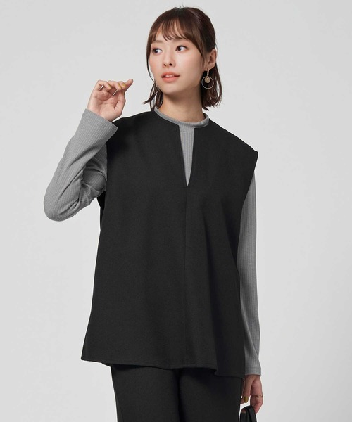 HONEYSUCKLE ROSE（ハニーサックルローズ）の「【HONEYSUCKLE ROSE】ジレベストレイヤード（アンサンブル・レディース・グリーン/ブラック・M/L）」の2枚目の写真