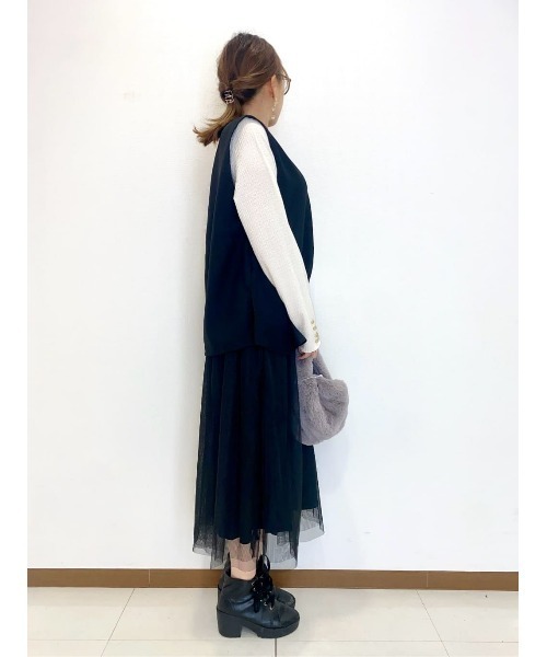 HONEYSUCKLE ROSE（ハニーサックルローズ）の「【HONEYSUCKLE ROSE】ジレベストレイヤード（アンサンブル・レディース・グリーン/ブラック・M/L）」の8枚目の写真