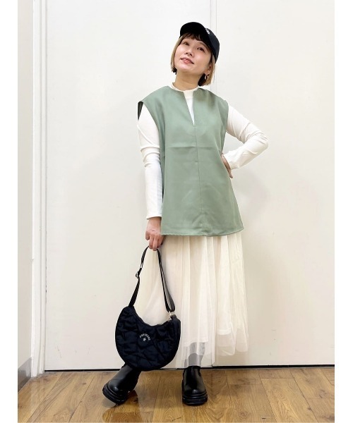 HONEYSUCKLE ROSE（ハニーサックルローズ）の「【HONEYSUCKLE ROSE】ジレベストレイヤード（アンサンブル・レディース・グリーン/ブラック・M/L）」の12枚目の写真