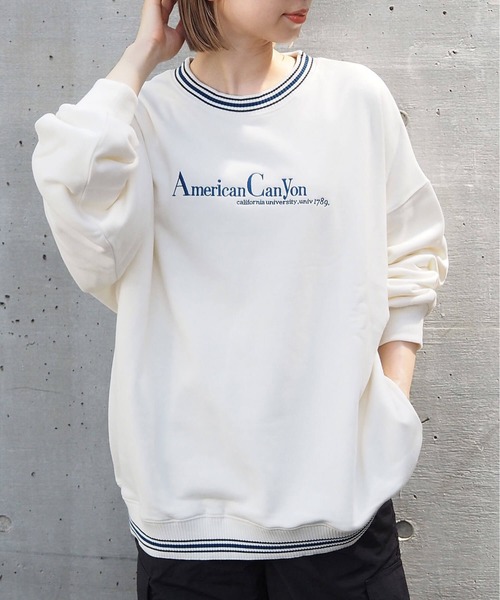 tiptop(ティップトップ)の「【3色展開】裏毛ラインリブビッグプルオーバー(スウェット・レディース・ネイビー/グレー/アイボリー・FREE)」の5枚目の写真