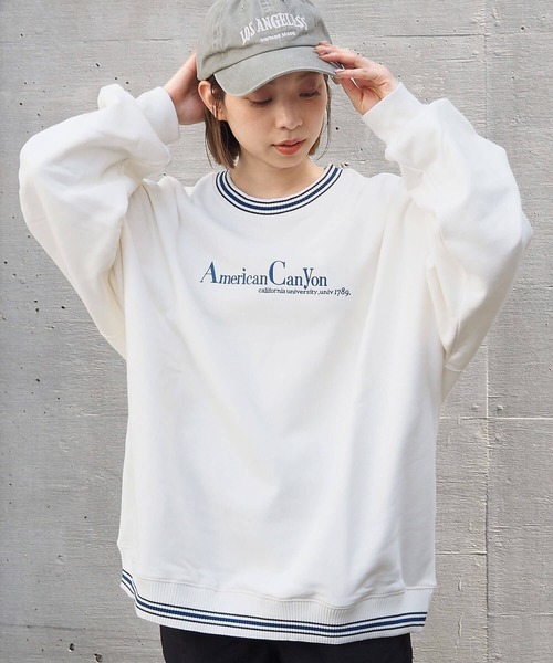 tiptop(ティップトップ)の「【3色展開】裏毛ラインリブビッグプルオーバー(スウェット・レディース・ネイビー/グレー/アイボリー・FREE)」の6枚目の写真