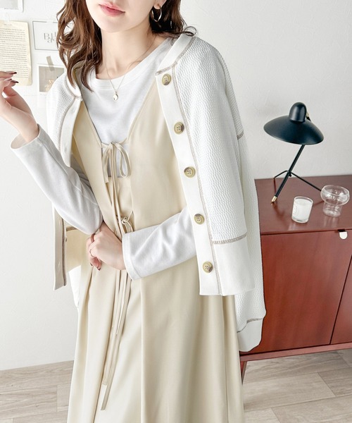 classicalelf（クラシカルエルフ）の「前後2way+ジレにも！何通りもの着こなしを楽しめる♪ リボンVネックジャンパースカート（ロング）（ジャンパースカート・レディース・チャコールグレー/ブラック/ベージュ・X-LARGE/LARGE/MEDIUM/SMALL）」の7枚目の写真