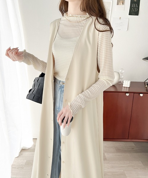 classicalelf（クラシカルエルフ）の「前後2way+ジレにも！何通りもの着こなしを楽しめる♪ リボンVネックジャンパースカート（ロング）（ジャンパースカート・レディース・チャコールグレー/ブラック/ベージュ・X-LARGE/LARGE/MEDIUM/SMALL）」の11枚目の写真