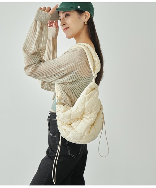 ANAP（アナップ）の「ナイロン キルティングサイドドロストショルダーバッグ（ショルダーバッグ・レディース・ブラック/カーキ/アイボリー・FREE）」の12枚目の写真