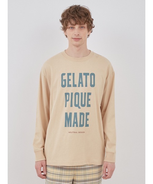 gelato pique（ジェラートピケ）の「【UNISEX】ワンポイントロゴロングTシャツ（Tシャツ/カットソー・レディース・オートミール/イエロー・S-M/M-L）」の3枚目の写真