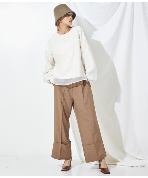 Settimissimo（セッティミッシモ）の「ロールアップ ブロード ワイドパンツ（その他パンツ・レディース・モカ/スミクロ・M）」の18枚目の写真