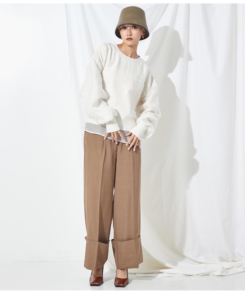 Settimissimo（セッティミッシモ）の「ロールアップ ブロード ワイドパンツ（その他パンツ・レディース・モカ/スミクロ・M）」の16枚目の写真