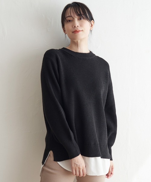 ikka(イッカ)の「裾レイヤードニットプルオーバー(ニット/セーター・レディース・ブラック/パープル系その他/ベージュ/グリーン・S/M/L)」の22枚目の写真