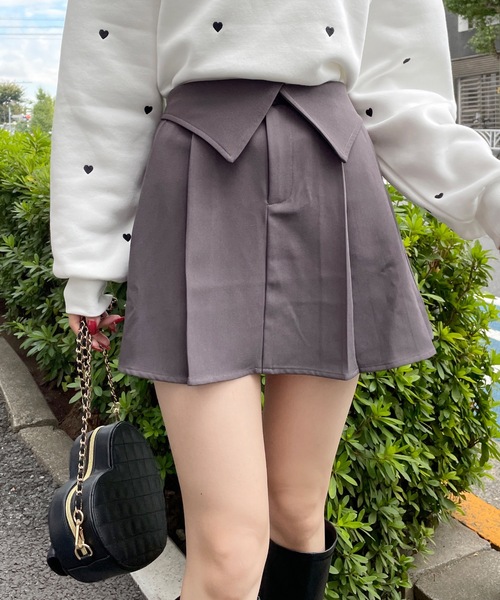 one way（ワンウェイ）の「ウエスト折り返しプリーツミニスカパン