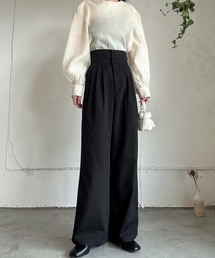 ハイウエストタックストレートパンツ