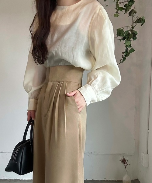 LAUIR(ラウアー)の「ハイウエストタックストレートパンツ(スラックス・レディース・ベージュ/ブラウン系その他/ブラック・LARGE/MEDIUM)」の13枚目の写真