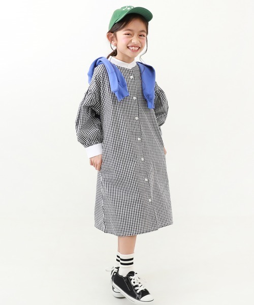 2WAY ボリュームスリーブ ストライプシャツワンピース